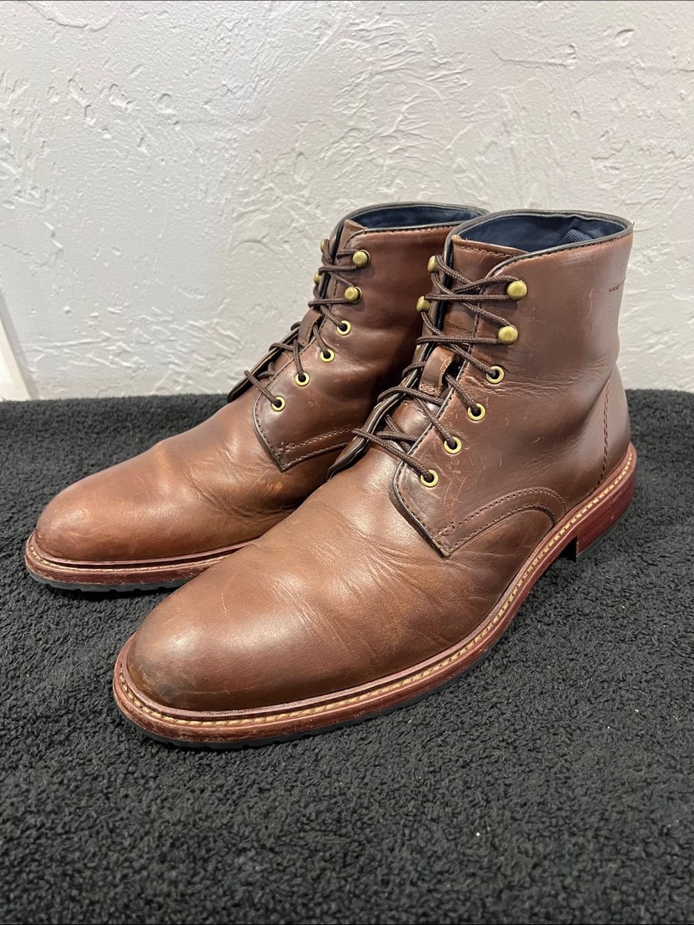 🔥🔥 JOHNSTON & MURPHY COLLECTION Knox Plain Toe Leather Lace Up Boots Sz 10.5